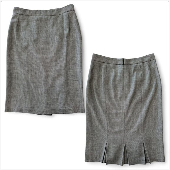 Max Mara MaxMara Italy Black Cream Dot Fitted Pleated Back Pencil Skirt 10 - Picture 1 of 4